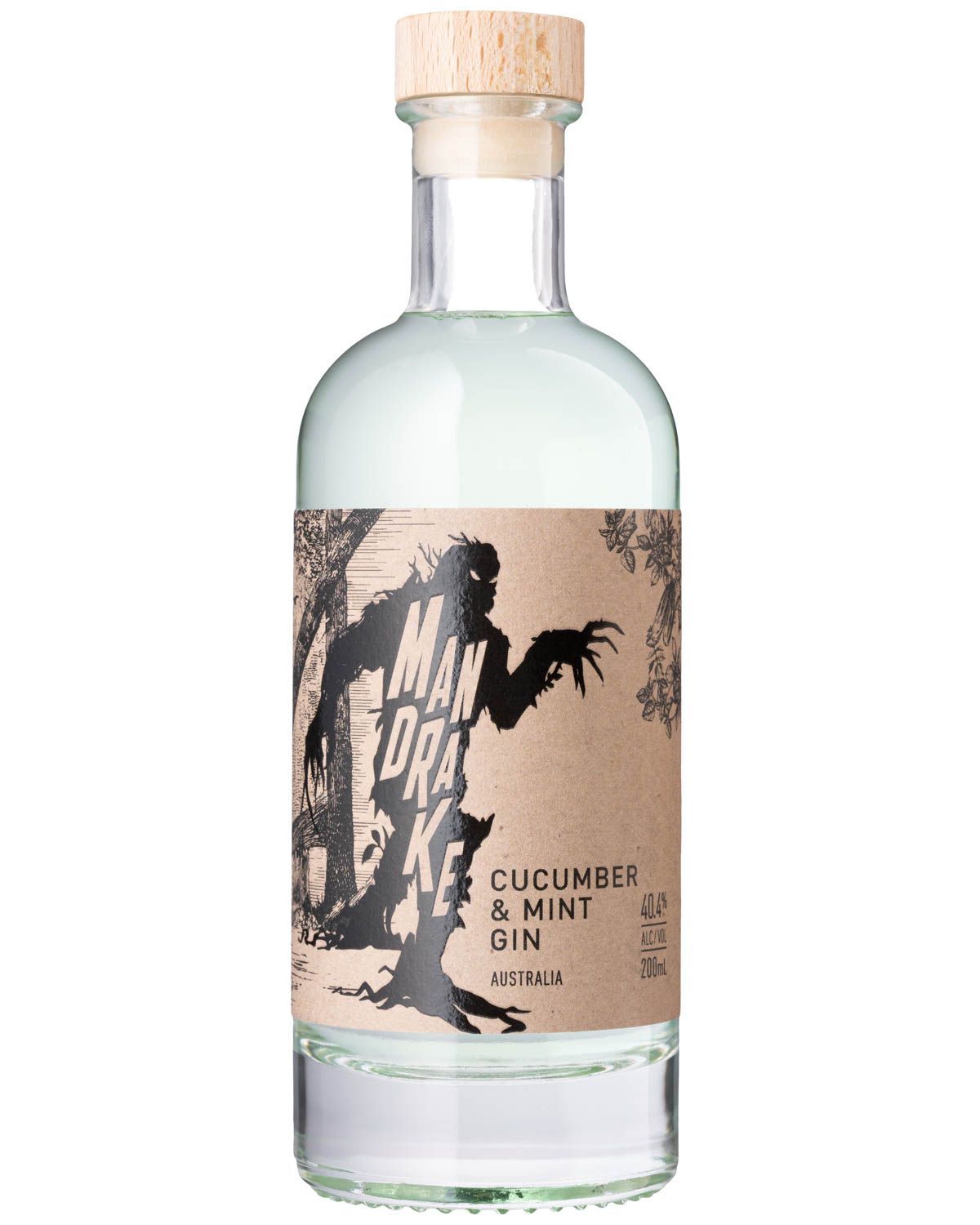 Mandrake Cucumber & Mint Gin 40.4% 200ml bottle, Nosferatu, Australia