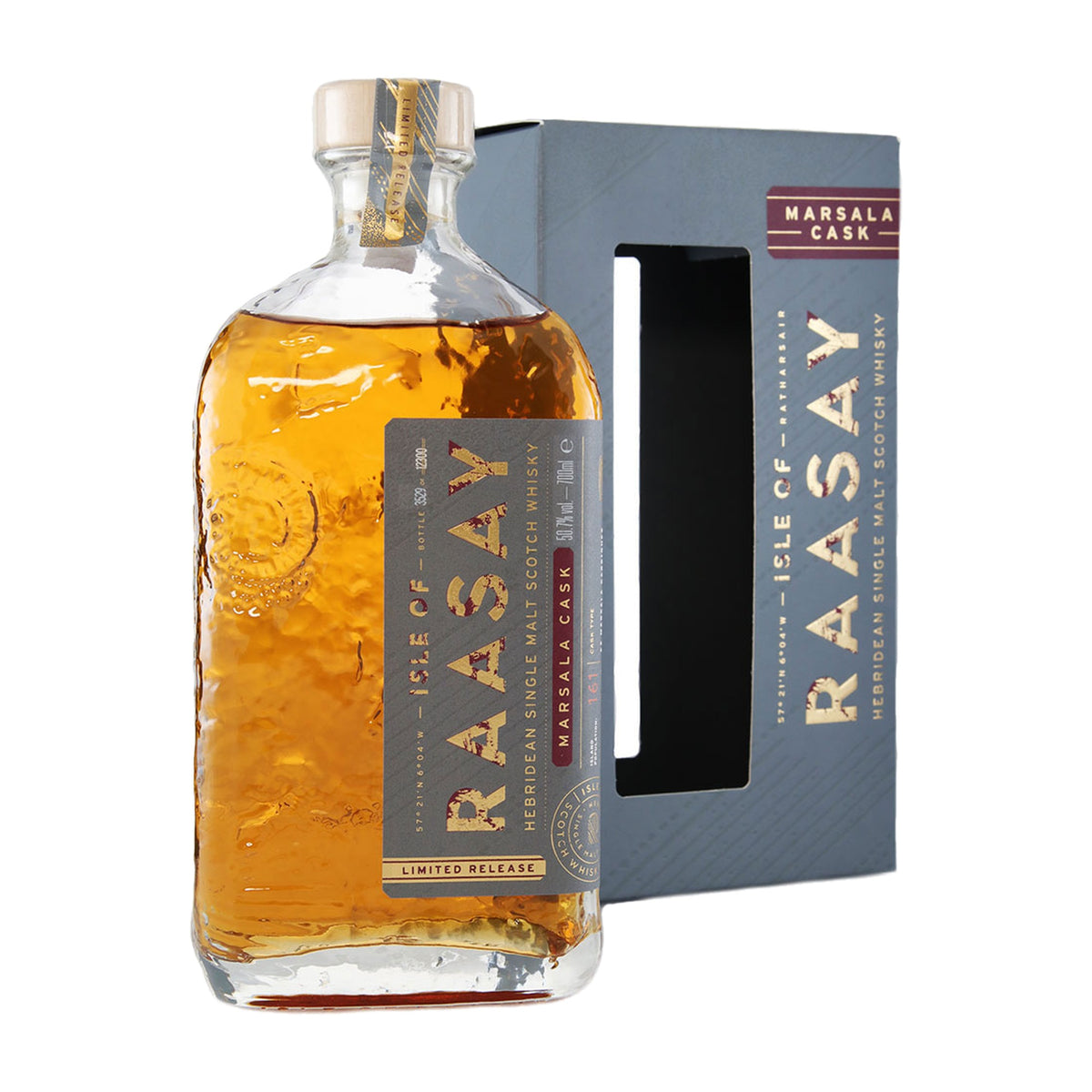 Isle of Raasay Marsala Cask Limited Release Single Malt 700ml bottle with presentation box