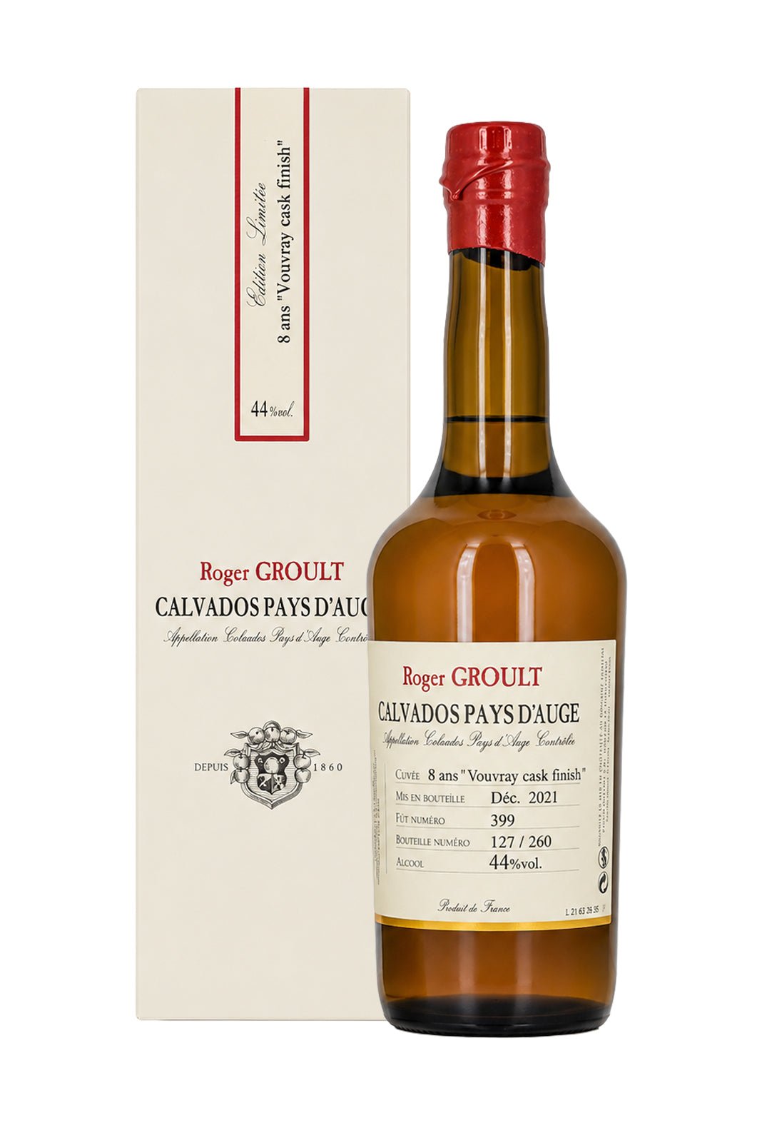 Roger Groult Calvados Vouvray Pays d'Auge 44% 500ml - Calvados : Pays d'Auge - Liquor Wine Cave