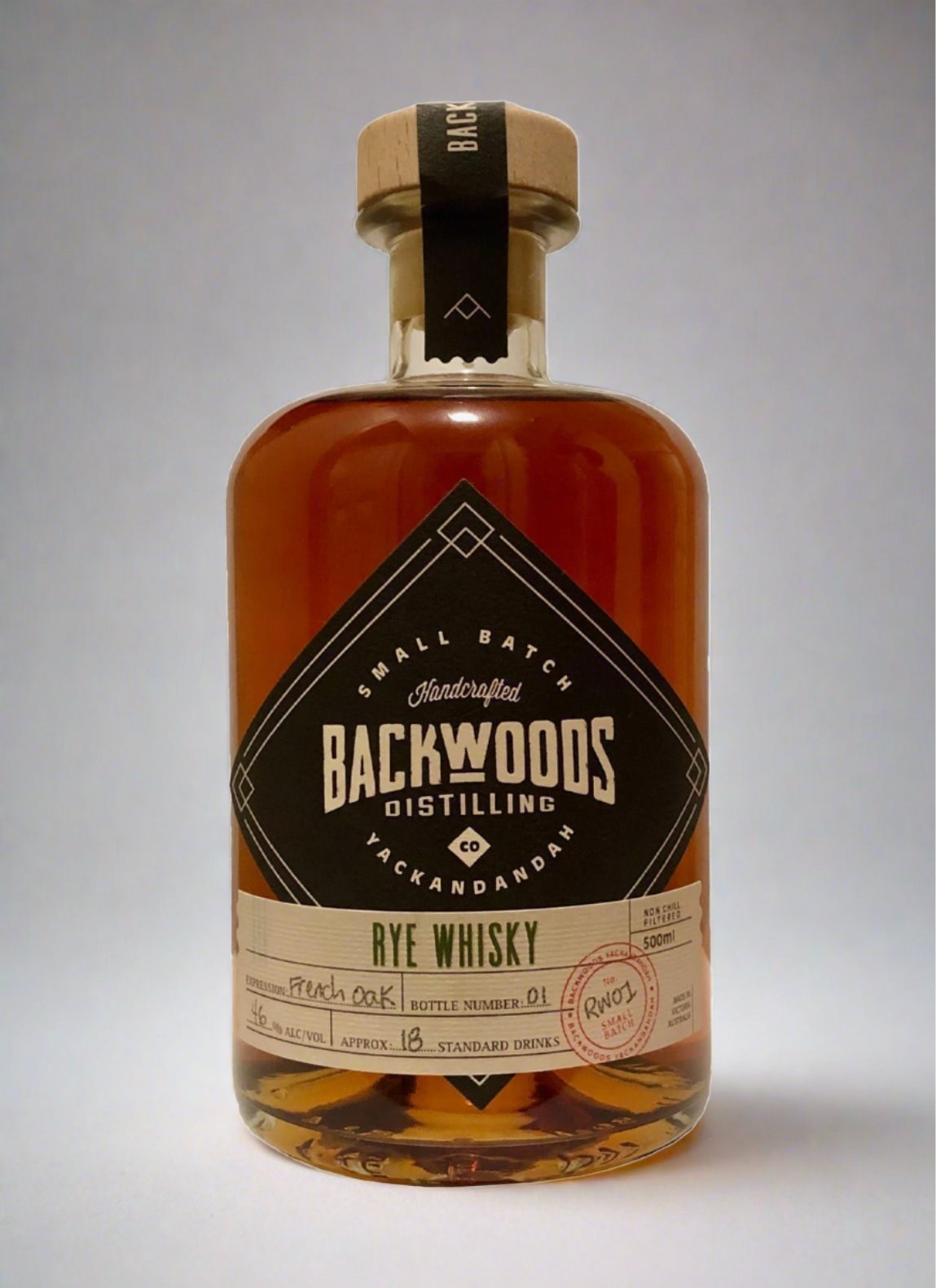 Backwoods Rye Whisky 46% 500ml Batch 2 - Whisky > Rye Whiskey, Whisky - Liquor Wine Cave