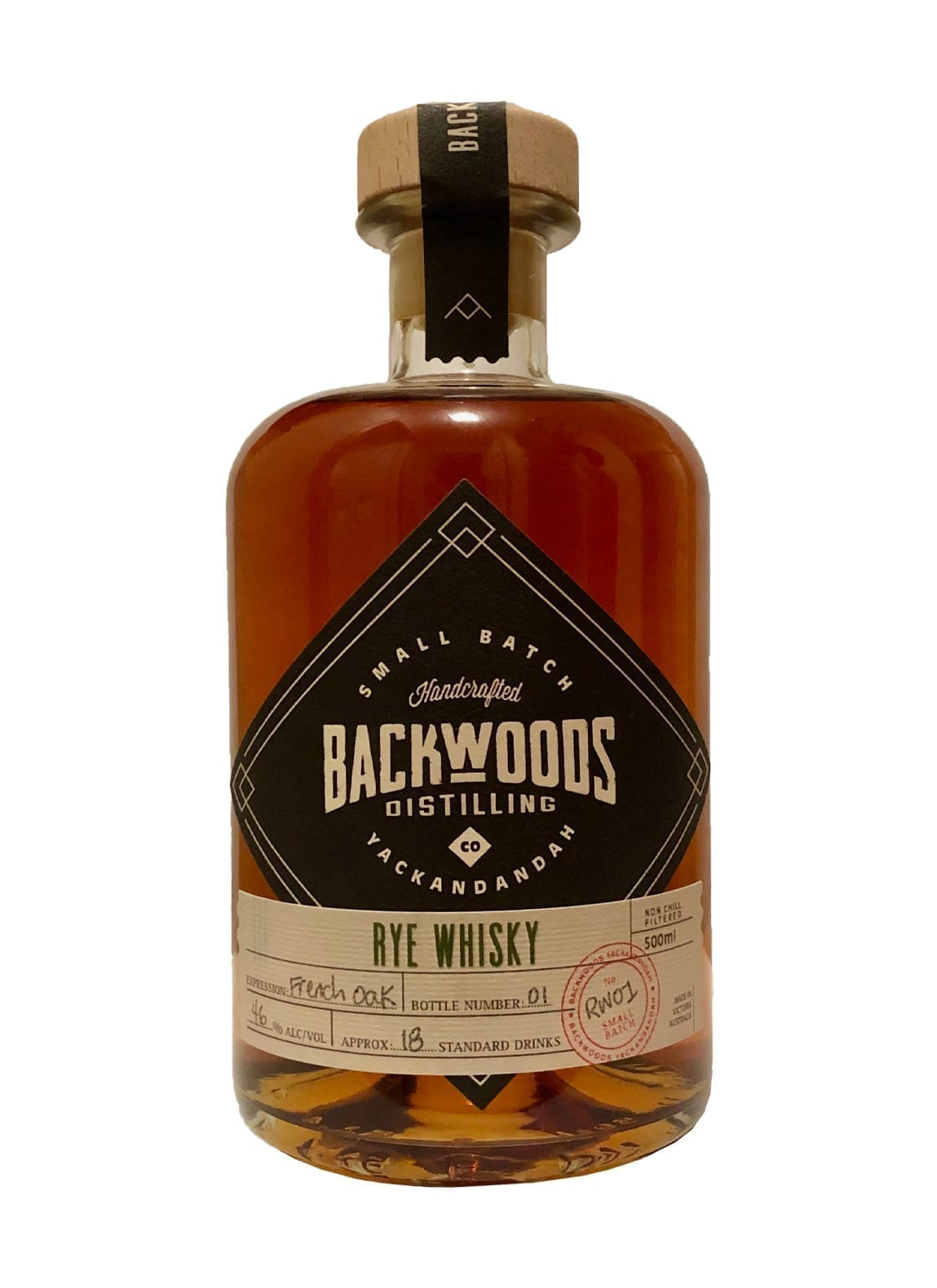 Backwoods Rye Whisky 46% 500ml Batch 2