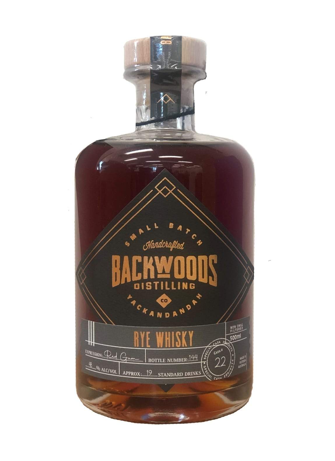 Backwoods Rye Red Gum 48% 500ml | Whiskey | Shop online at Spirits of France