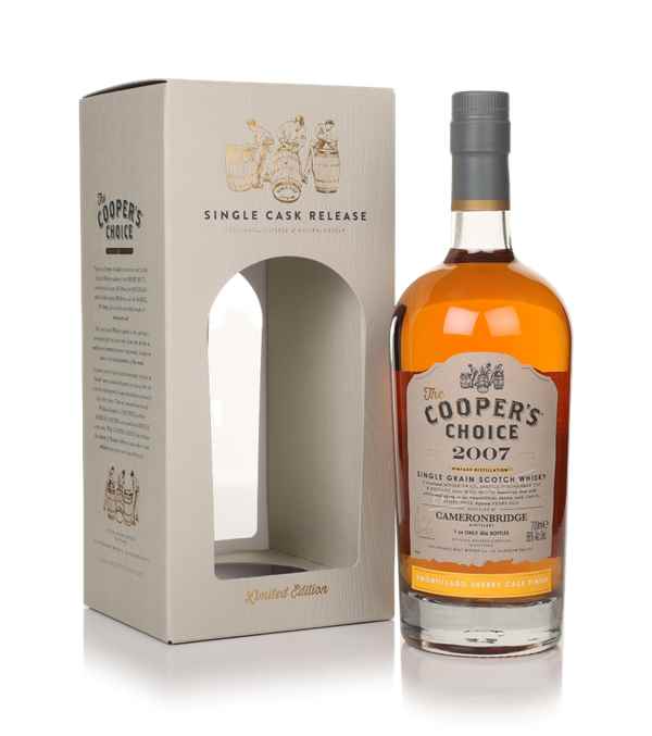 Cooper's Choice Cameronbridge 15 Year Old 2007 Amontillado Finish Single Grain Scotch Whisky 700mL bottle, Scotland