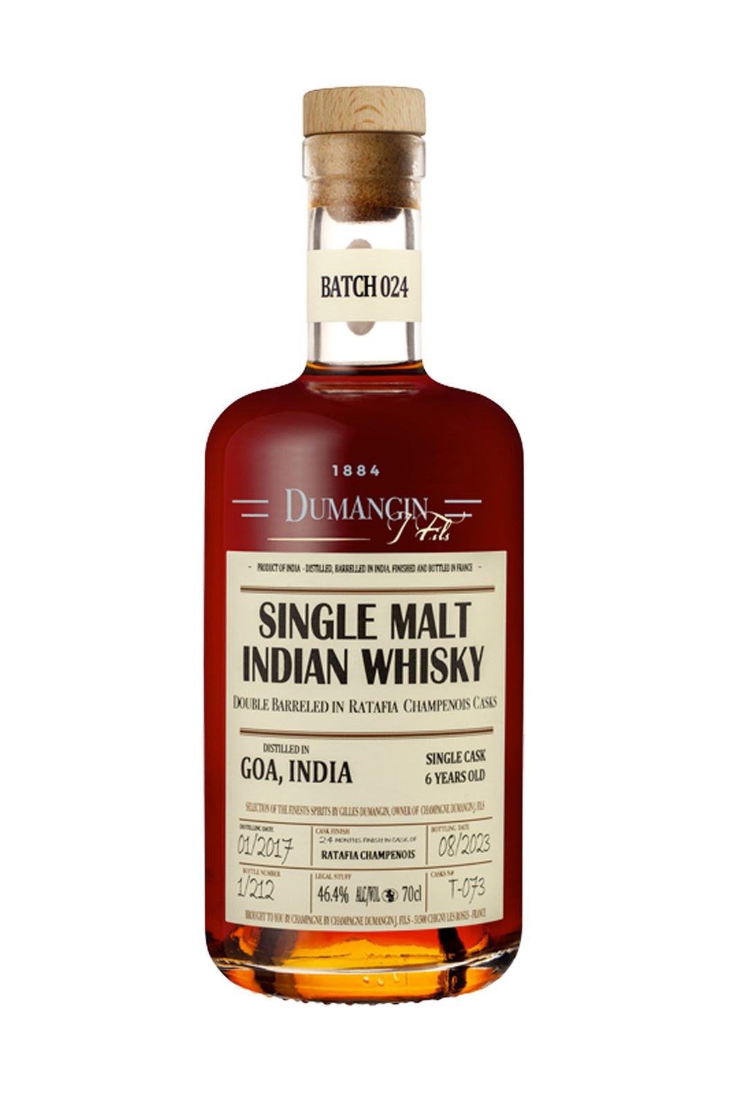 Dumangin 024 Indian GOA Single Malt Whisky 46.4 700ml Liquor Wine Cave