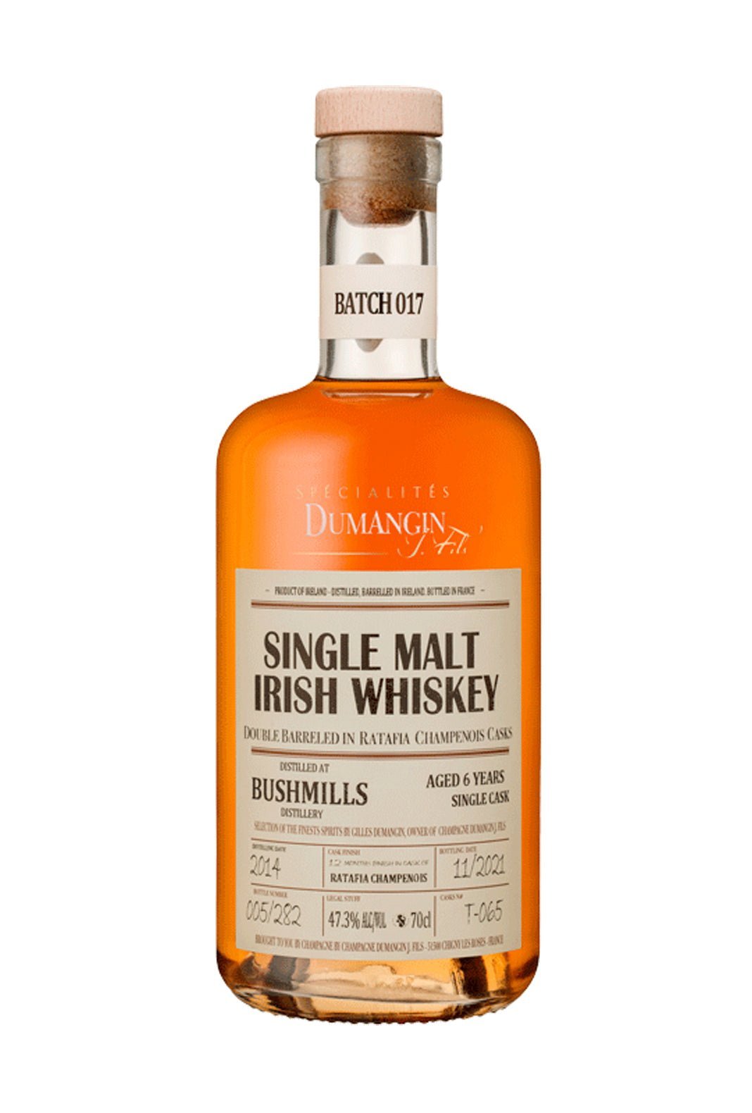 Dumangin Batch 017 Bushmills (Ireland) 2014 Single Malt Whisky 47.3% 700ml | Whiskey | Shop online at Spirits of France