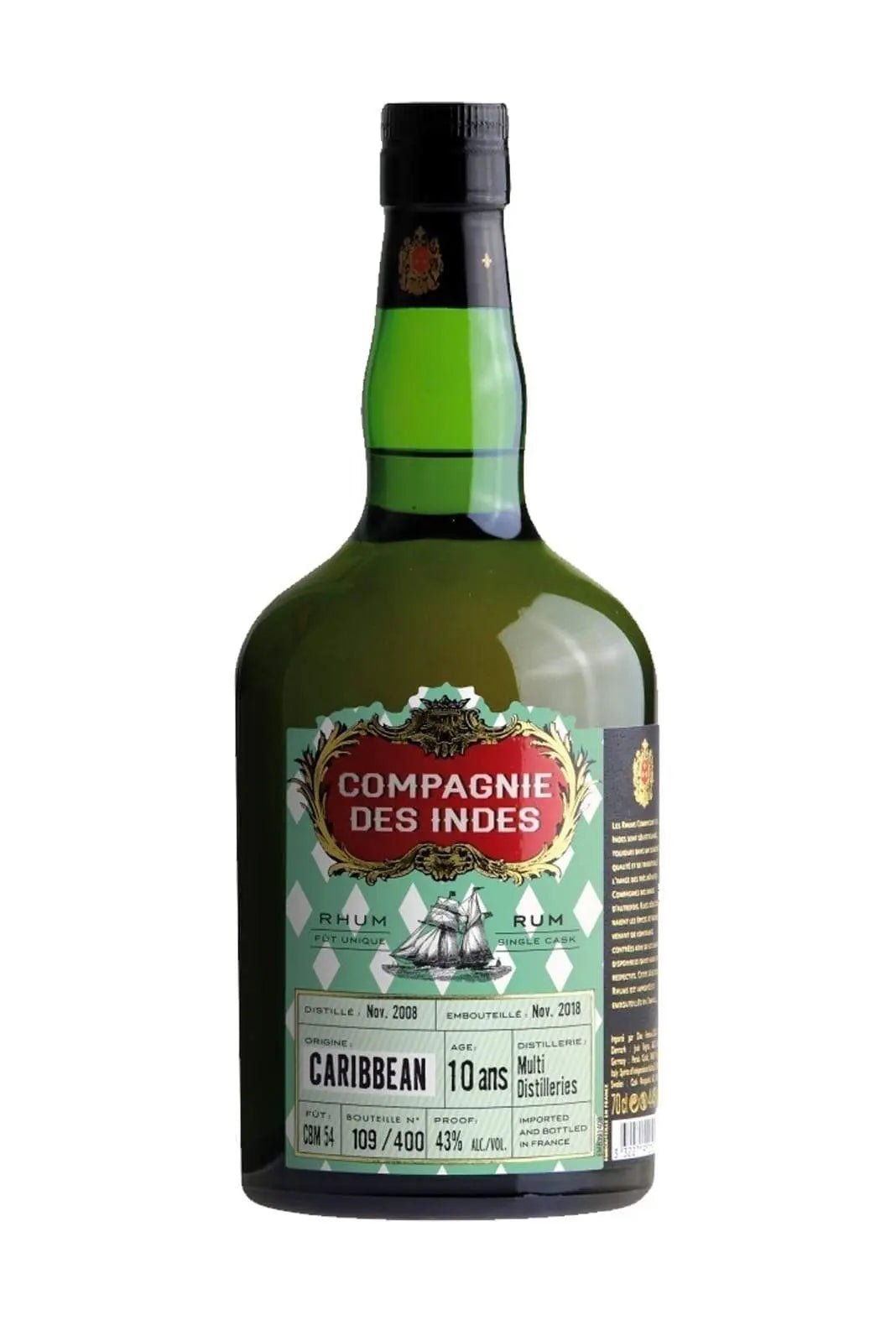 Compagnie des Indes Rum Caribbean 10 years 43% 700ml - Rum - Liquor Wine Cave