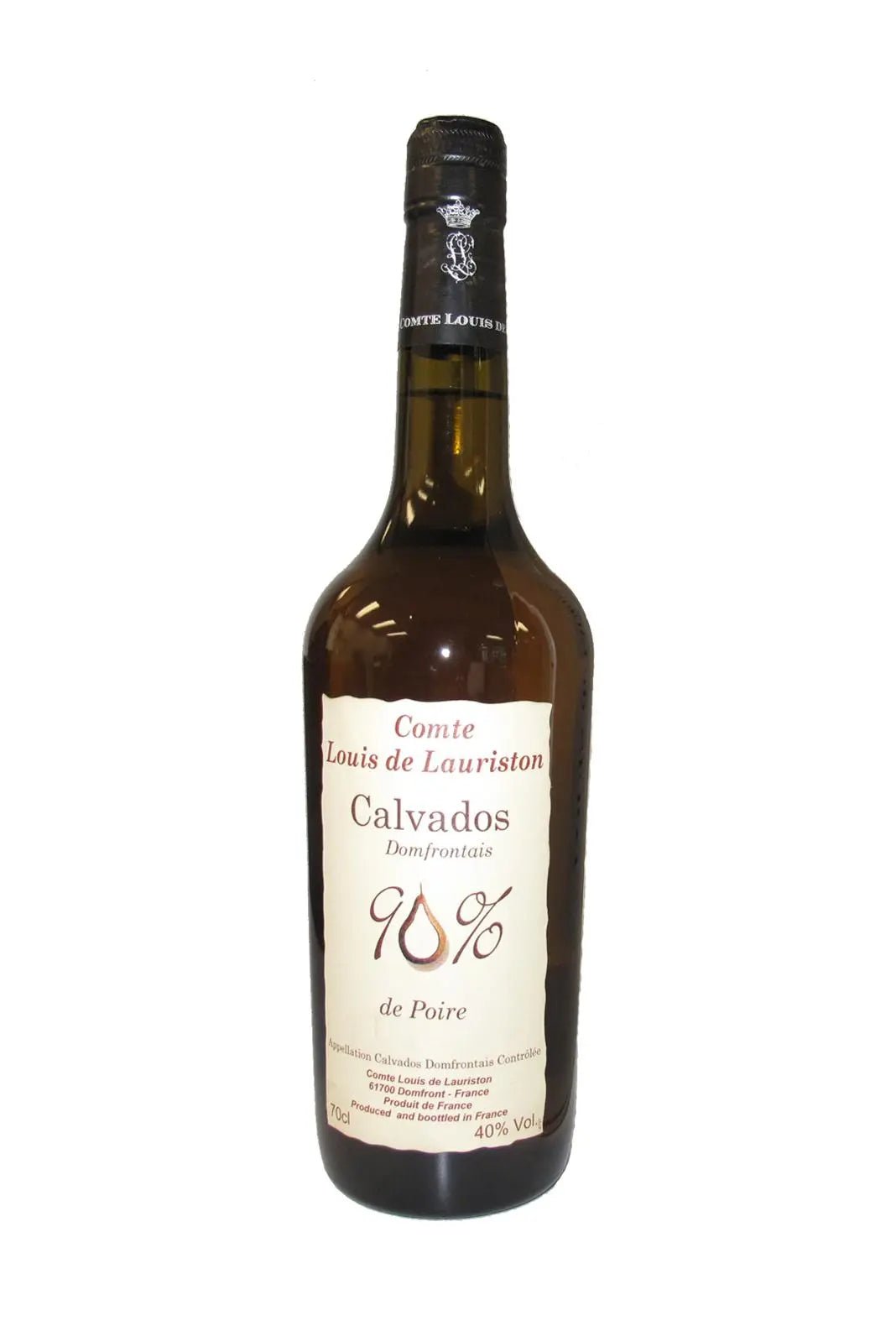 Comte Louis de Lauriston Calvados Domfrontais 90% Pear, 5yrs 40% 700ml - Calvados - Liquor Wine Cave