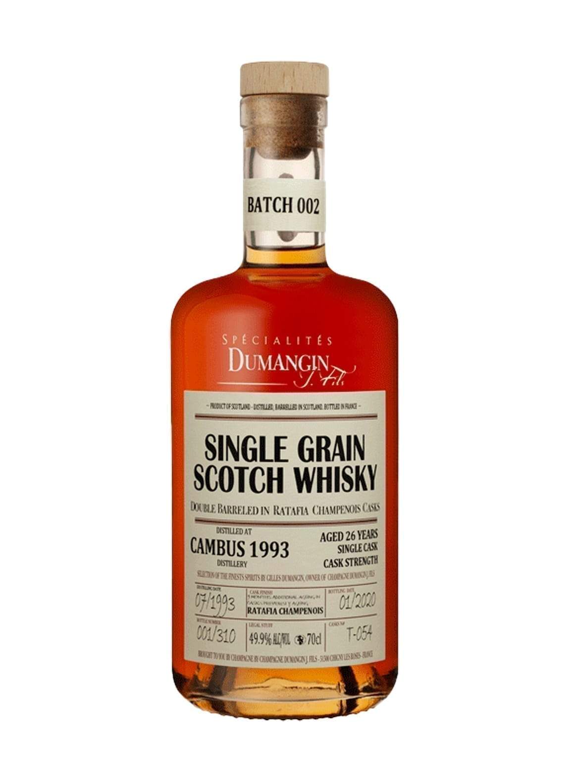 Dumangin Batch 002 Single Grain Scotch Whisky 49.95% 700ml | Whiskey | Shop online at Spirits of France