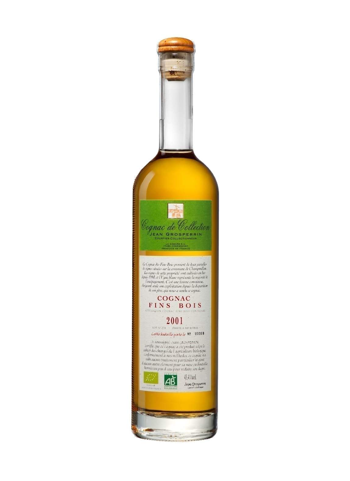 Grosperrin 'Cognac De Collection' 2001 Orange aged 10 years, Fins Bois 43% 500ml