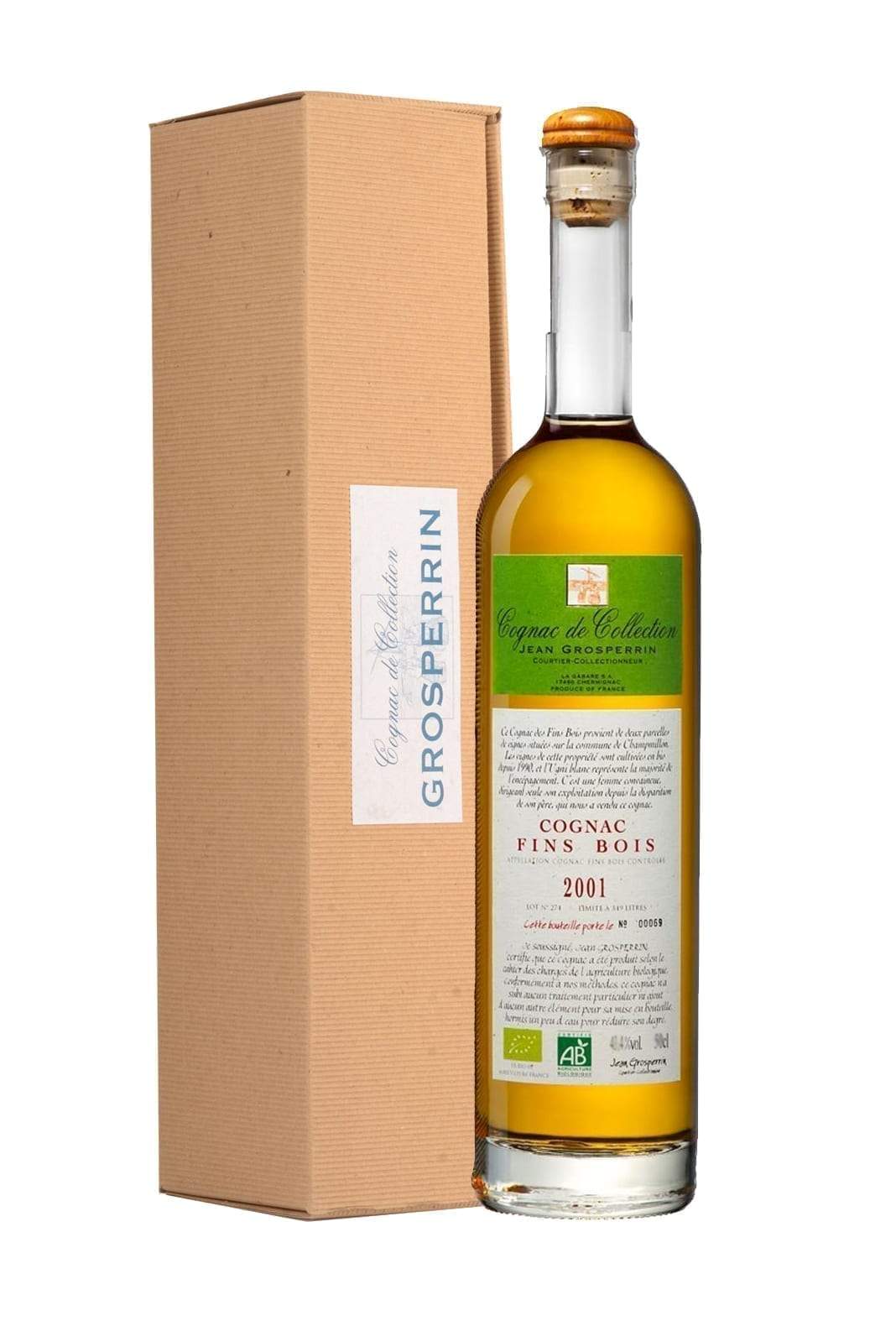 Grosperrin ÔCognac De CollectionÕ 2001 ORGANIC aged 10 years, Fins Bois 47% 700ml | Brandy | Shop online at Spirits of France