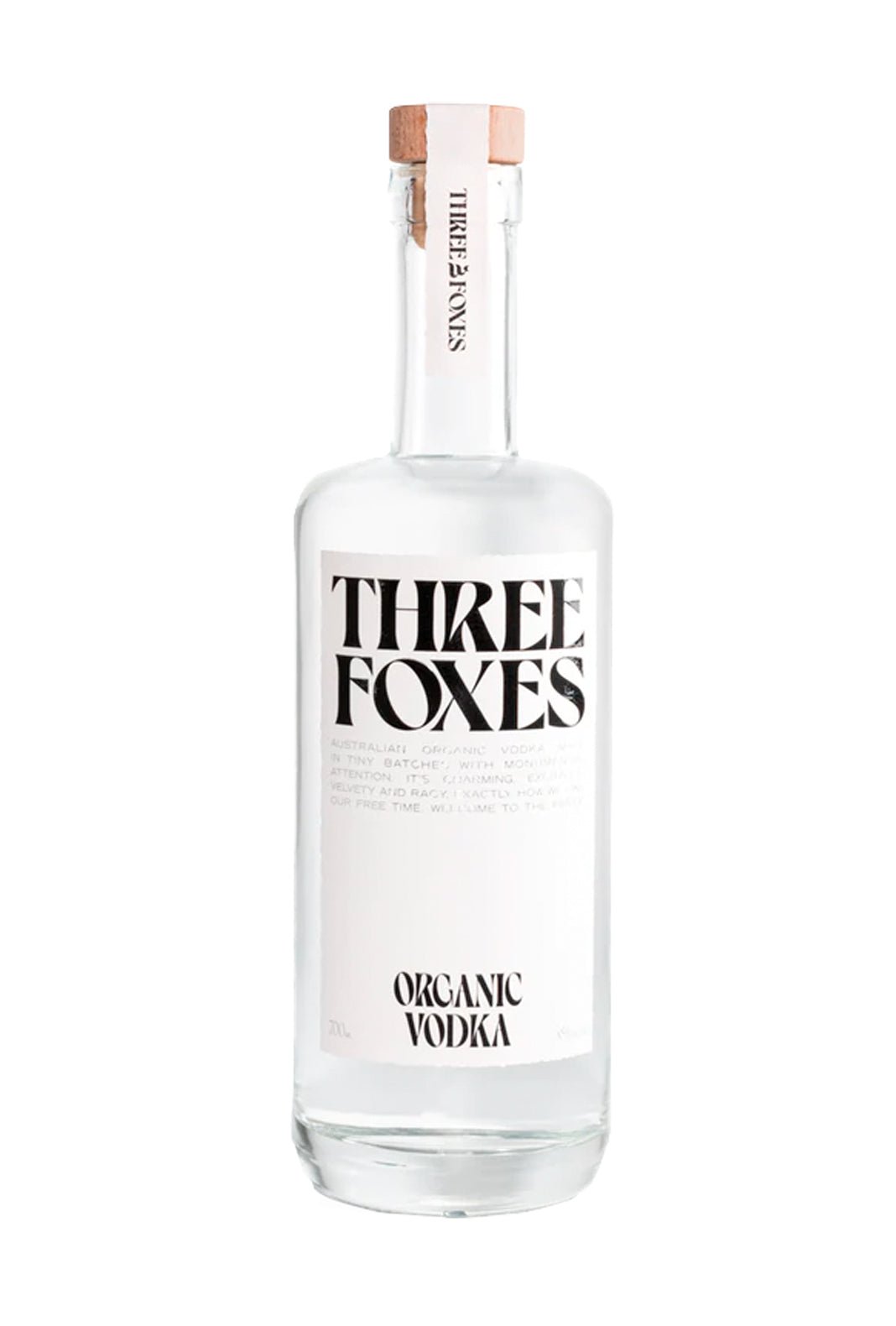 Three Foxes Organic Vodka 38% 700ml | | Shop online at Spirits of France